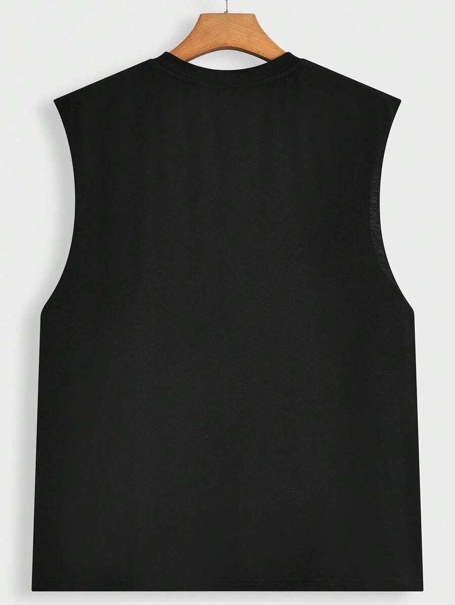 Chemise décontractée sans manches imprimée avec lettre graphique