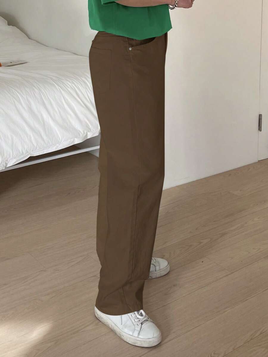 Pantalon droit décontracté simple de couleur unie pour hommes