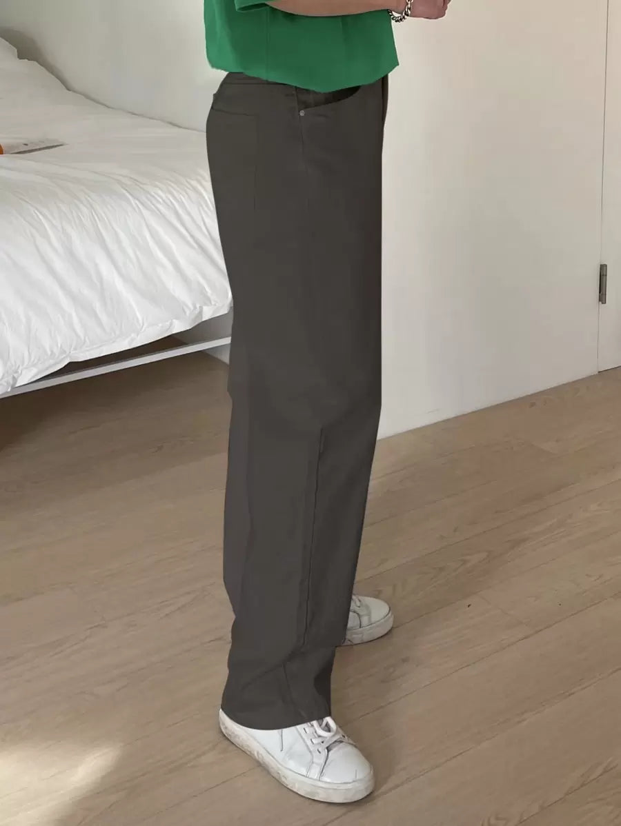 Pantalon droit décontracté simple de couleur unie pour hommes