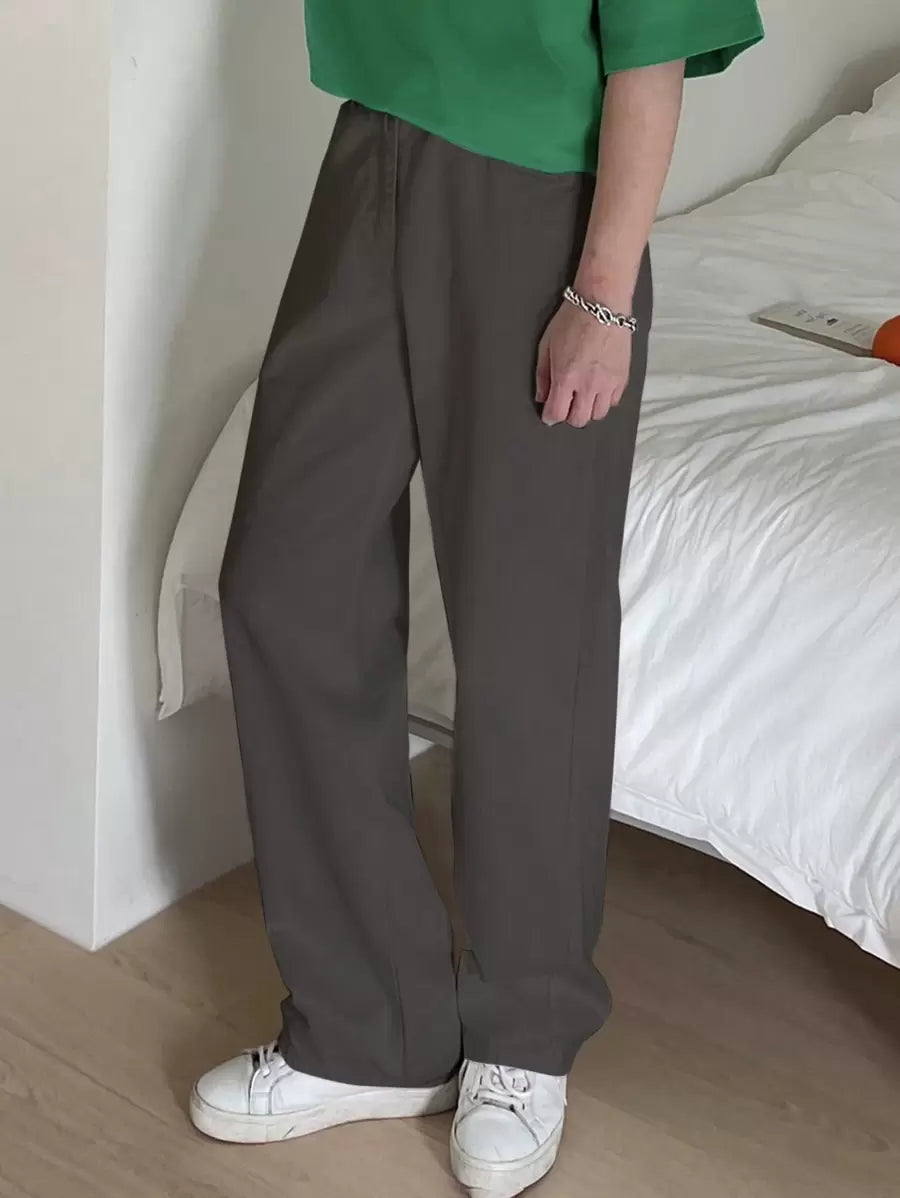 Pantalon droit décontracté simple de couleur unie pour hommes