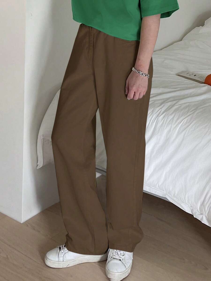 Pantalon droit décontracté simple de couleur unie pour hommes