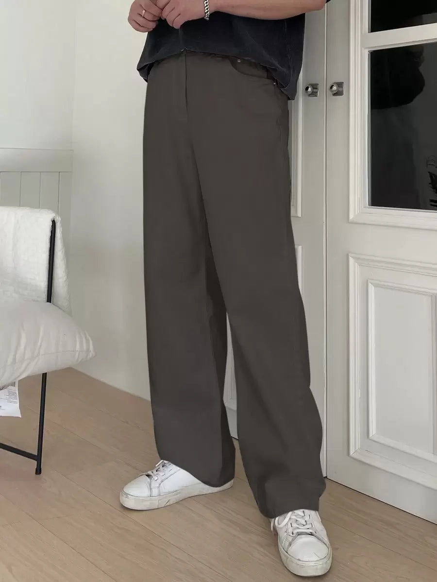 Pantalon droit décontracté simple de couleur unie pour hommes