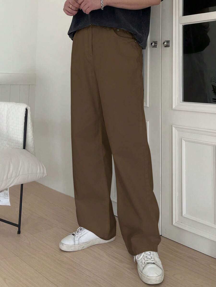 Pantalon droit décontracté simple de couleur unie pour hommes