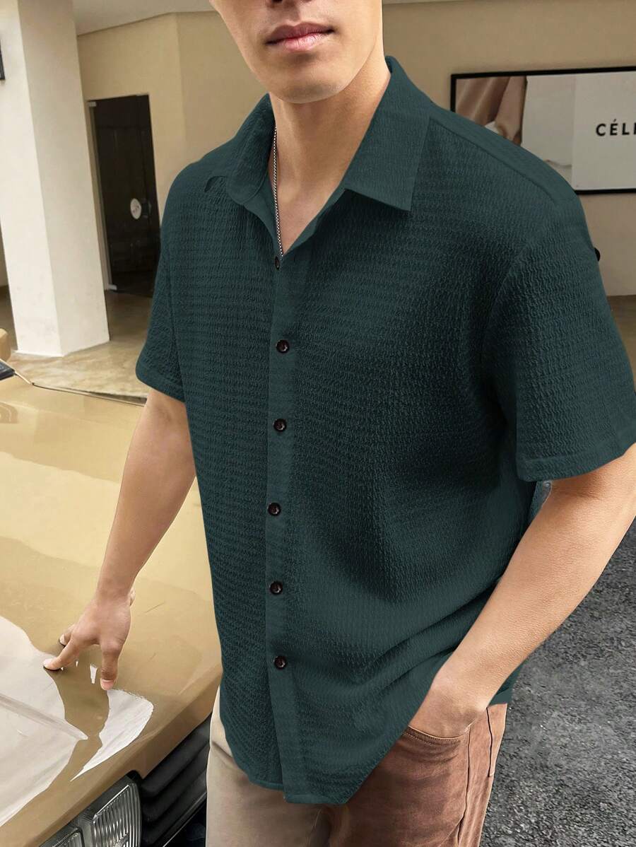 Chemise boutonnée à épaules tombantes coupe régulière pour homme