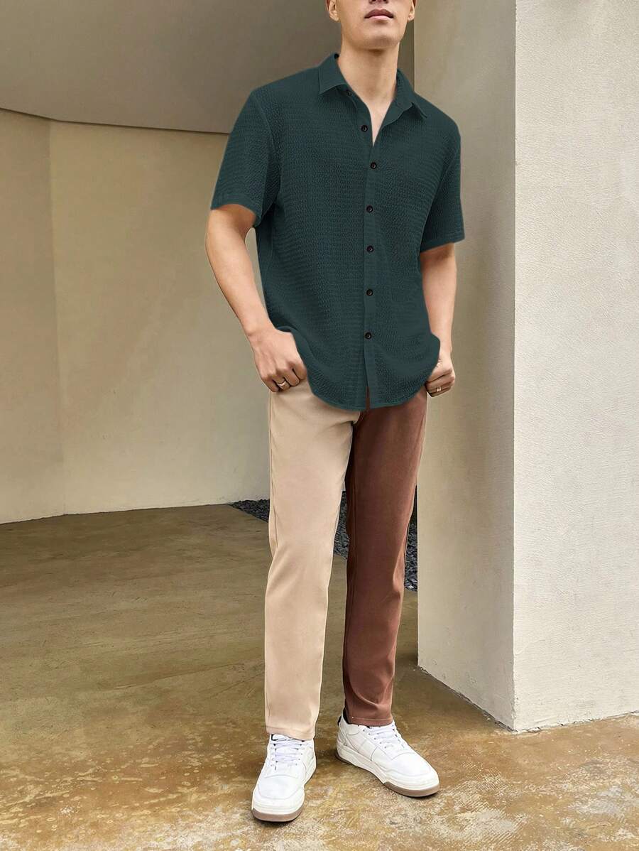 Chemise boutonnée à épaules tombantes coupe régulière pour homme