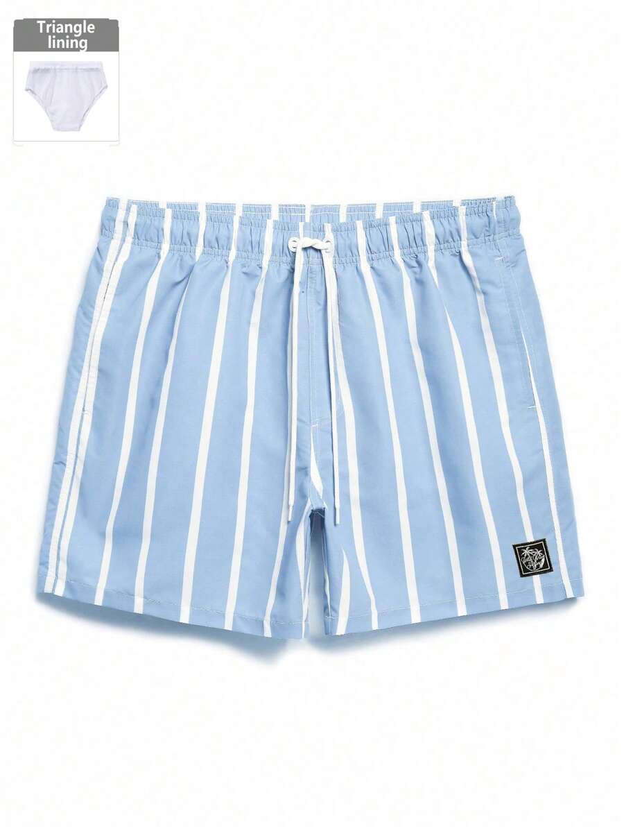 Short décontracté à rayures et taille élastique – Short à séchage rapide pour homme