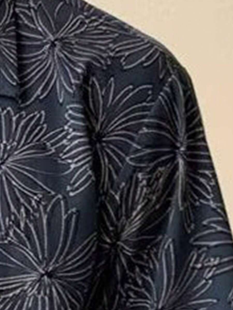 Chemise boutonnée d'été à manches courtes avec imprimé floral pour homme