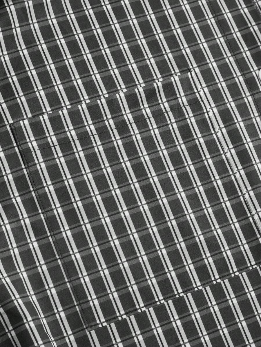 Chemise ample à carreaux, manches courtes, boutonnée et décontractée