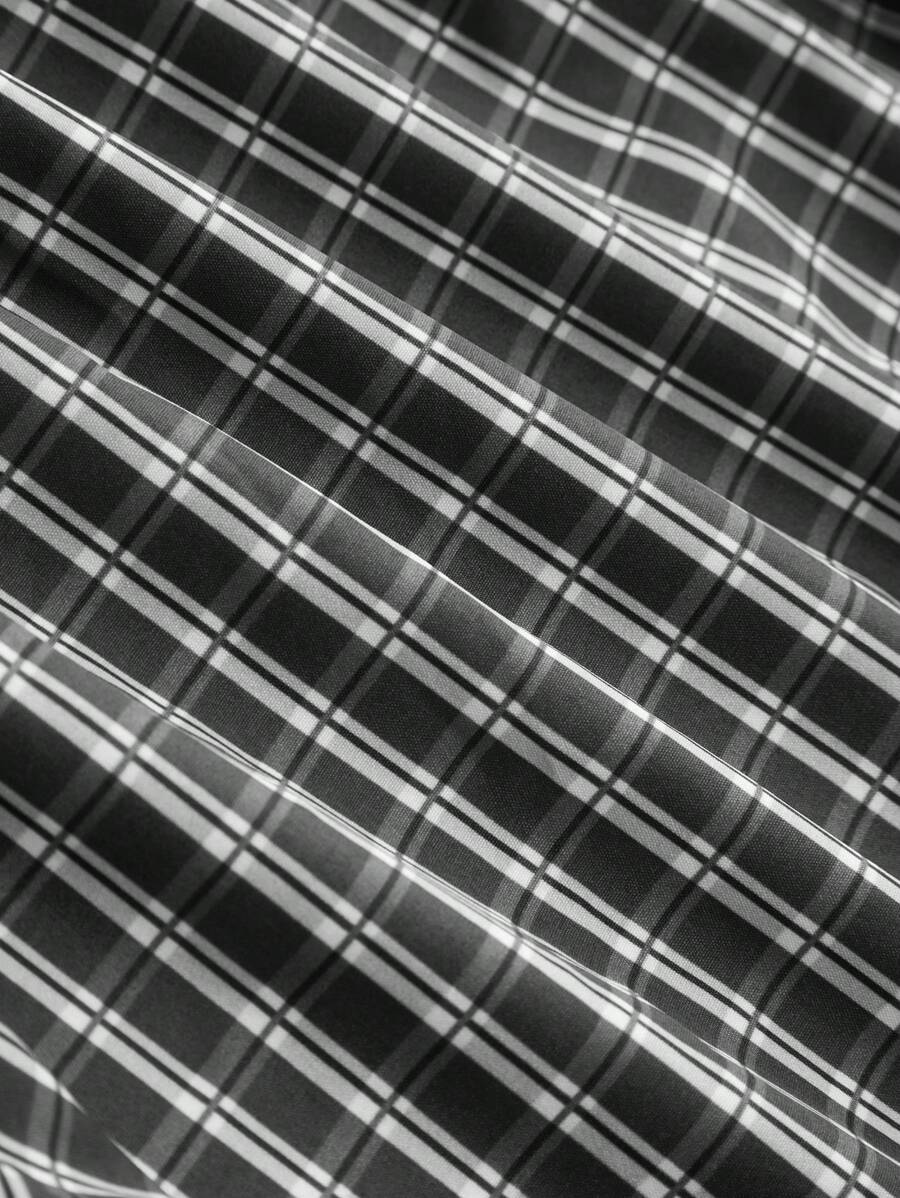 Chemise ample à carreaux, manches courtes, boutonnée et décontractée