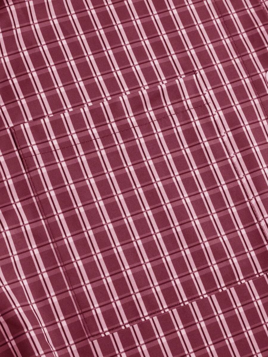 Chemise ample à carreaux, manches courtes, boutonnée et décontractée