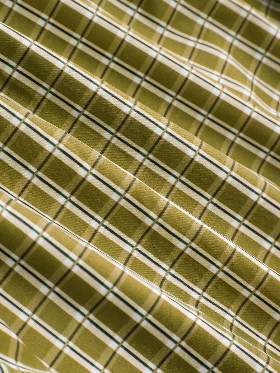 Chemise ample à carreaux, manches courtes, boutonnée et décontractée