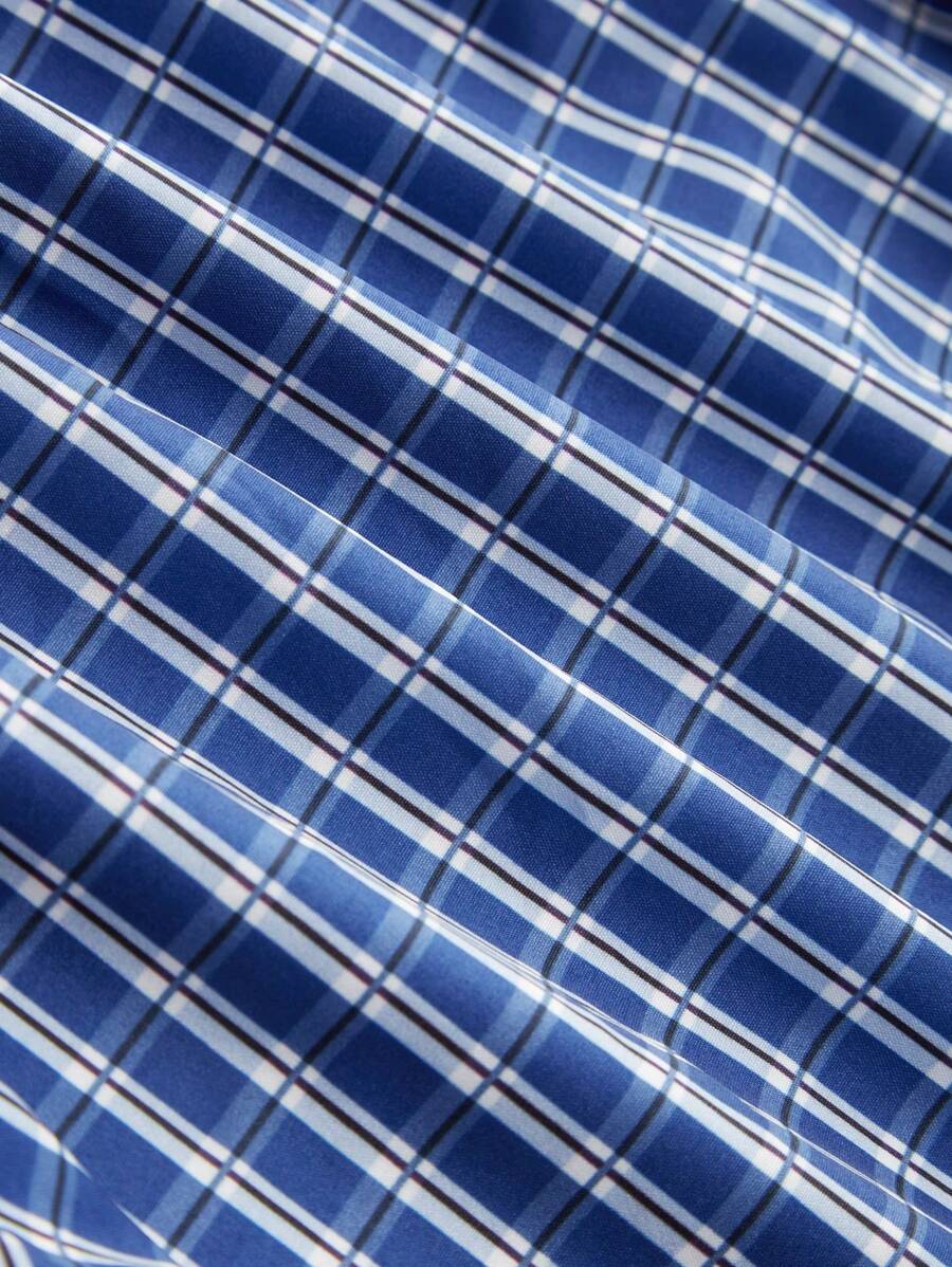 Chemise ample à carreaux, manches courtes, boutonnée et décontractée