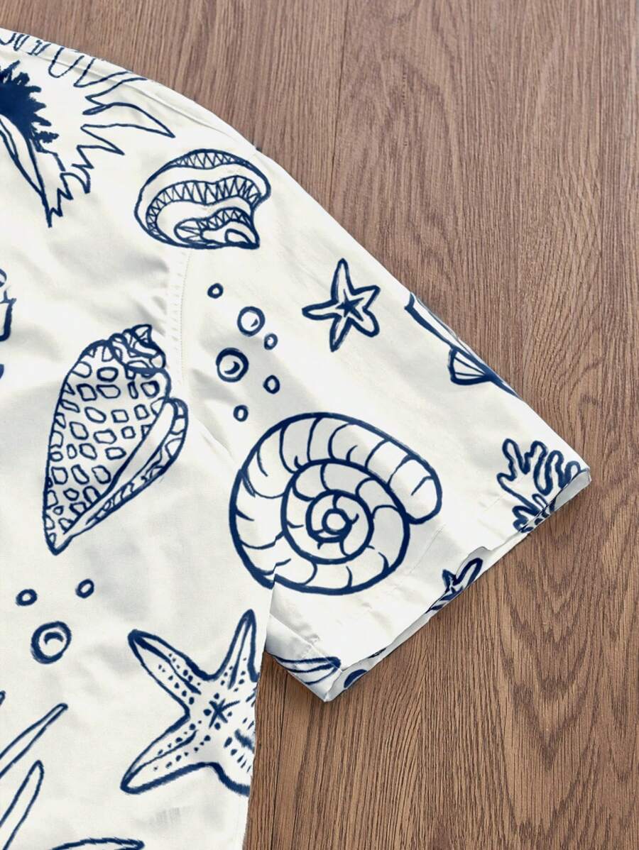 Chemise jacquard à manches courtes et imprimé graphique pour homme