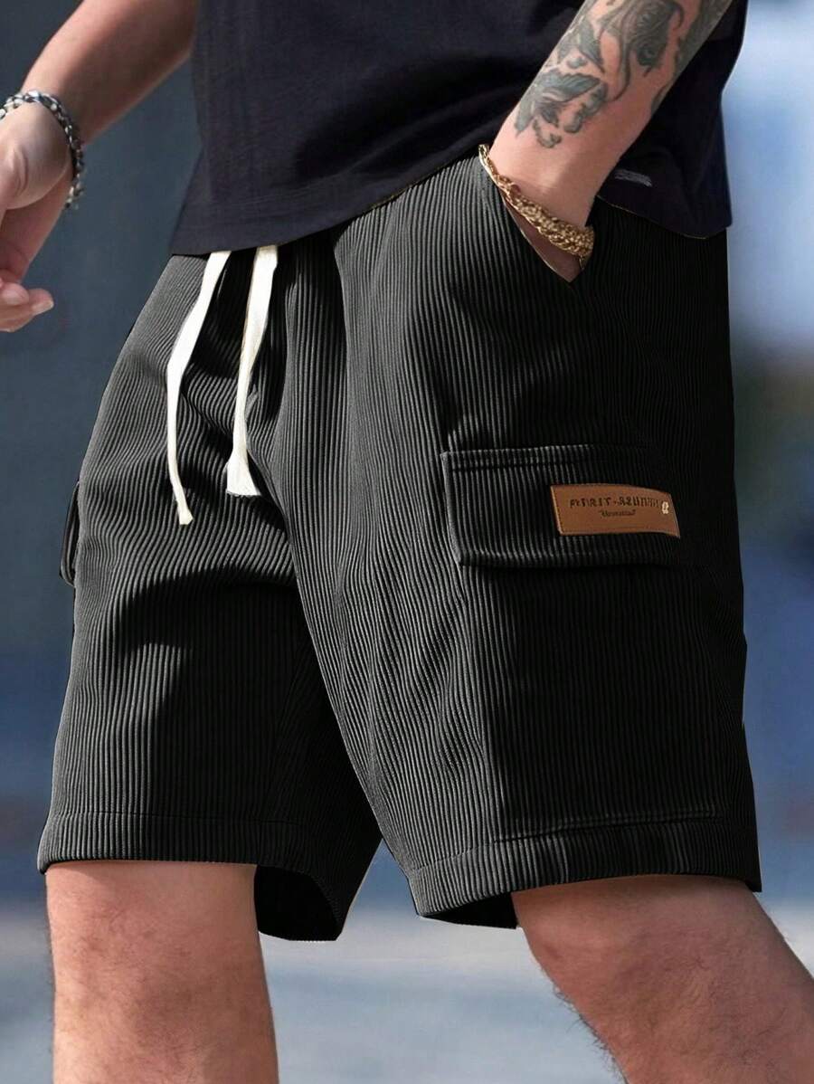 Short cargo en velours côtelé avec cordon de serrage pour homme – Utilitaire décontracté