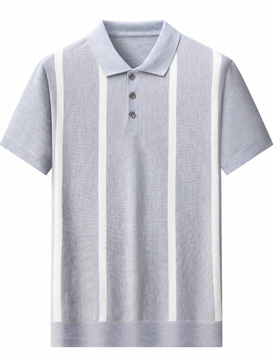 Chemise rayée légère en tricot à manches courtes, décontractée et tendance