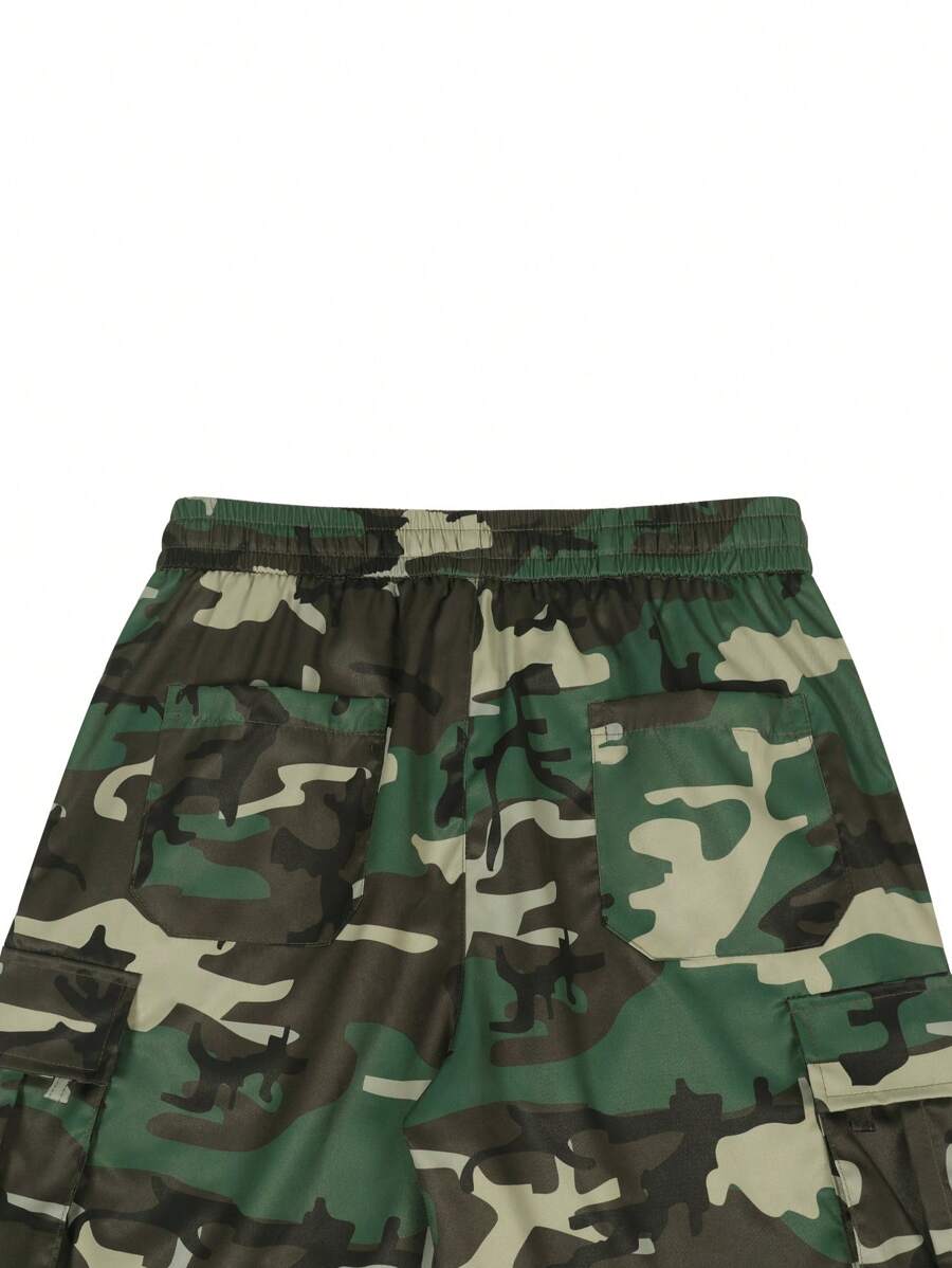 Shorts cargo pour hommes avec taille à cordon de serrage et poches latérales