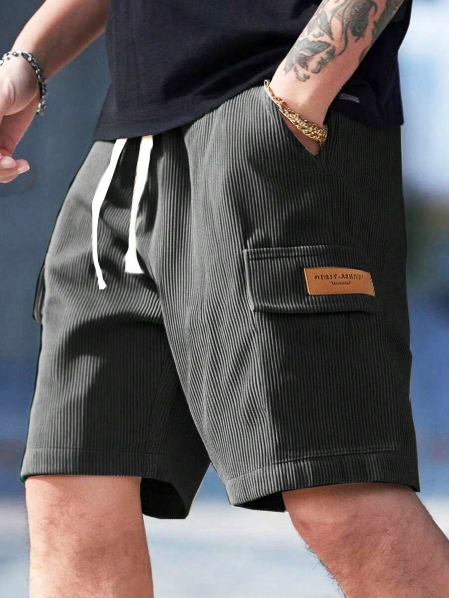 Short cargo en velours côtelé avec cordon de serrage pour homme – Utilitaire décontracté