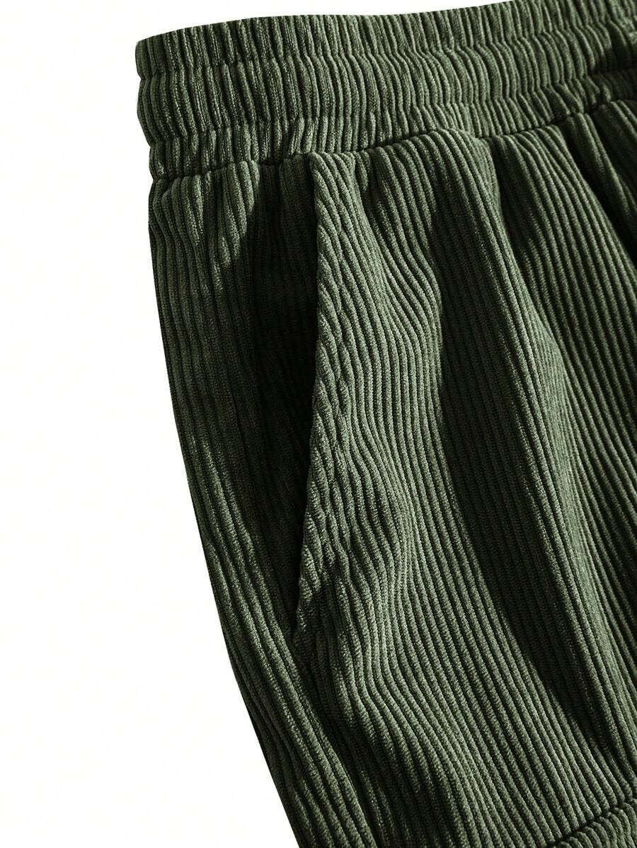 Short cargo en velours côtelé avec cordon de serrage pour homme – Utilitaire décontracté