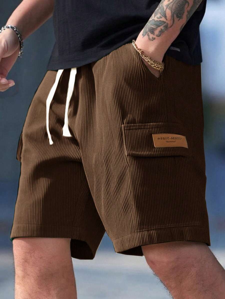 Short cargo en velours côtelé avec cordon de serrage pour homme – Utilitaire décontracté