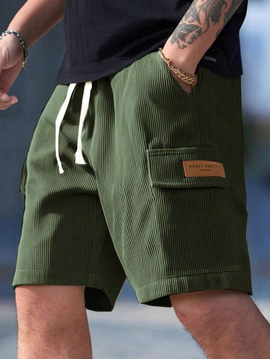Short cargo en velours côtelé avec cordon de serrage pour homme – Utilitaire décontracté