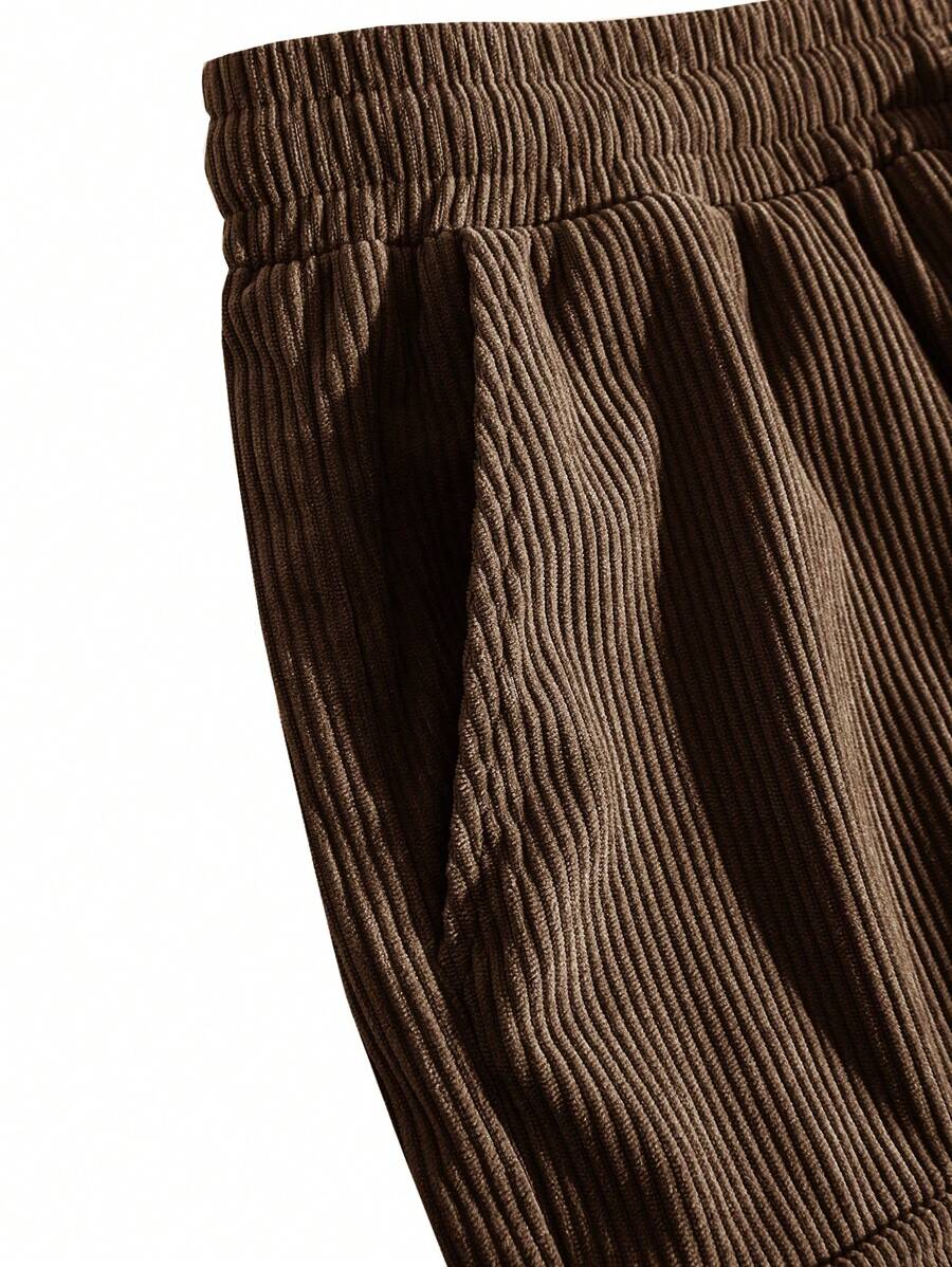 Short cargo en velours côtelé avec cordon de serrage pour homme – Utilitaire décontracté