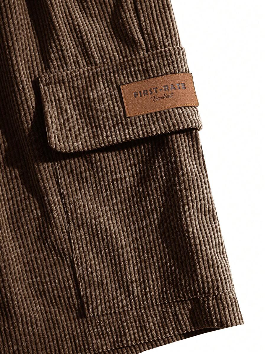 Short cargo en velours côtelé avec cordon de serrage pour homme – Utilitaire décontracté
