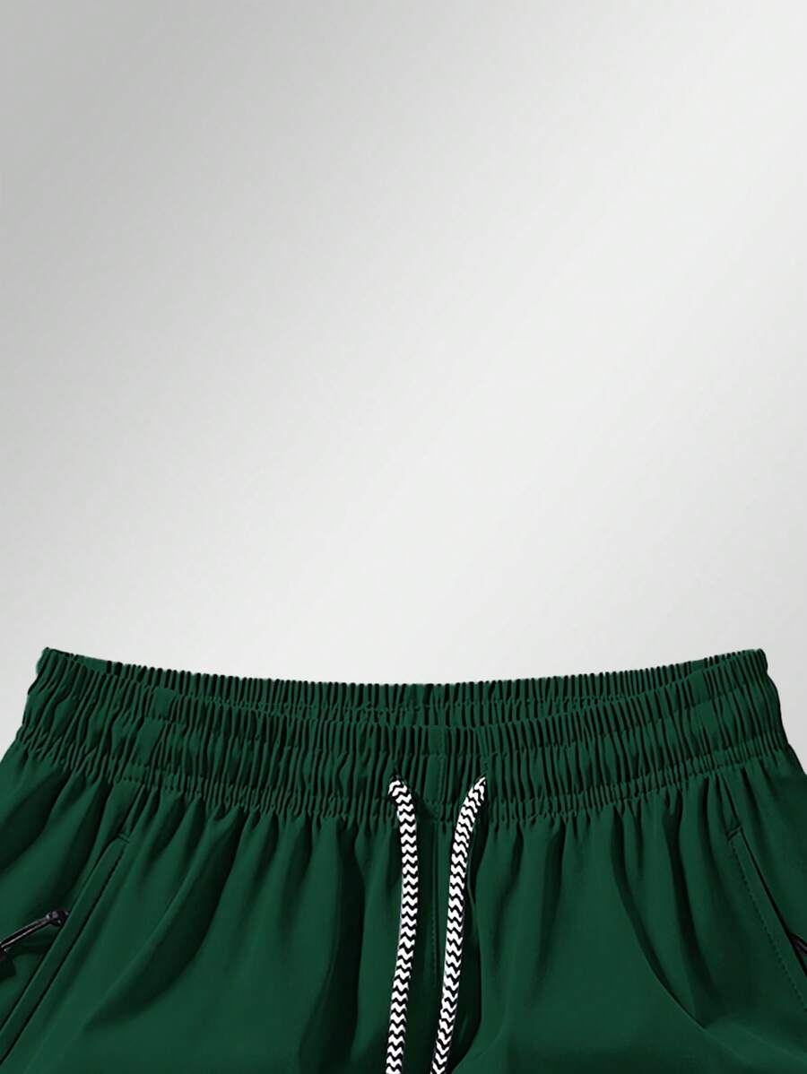Shorts de sport taille élastique avec poches zippées et cordon