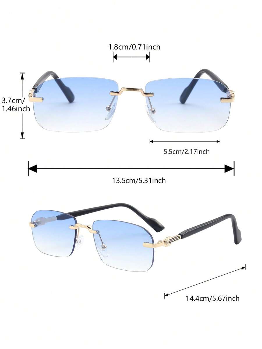 Lunettes de soleil rétro carrées sans monture pour hommes