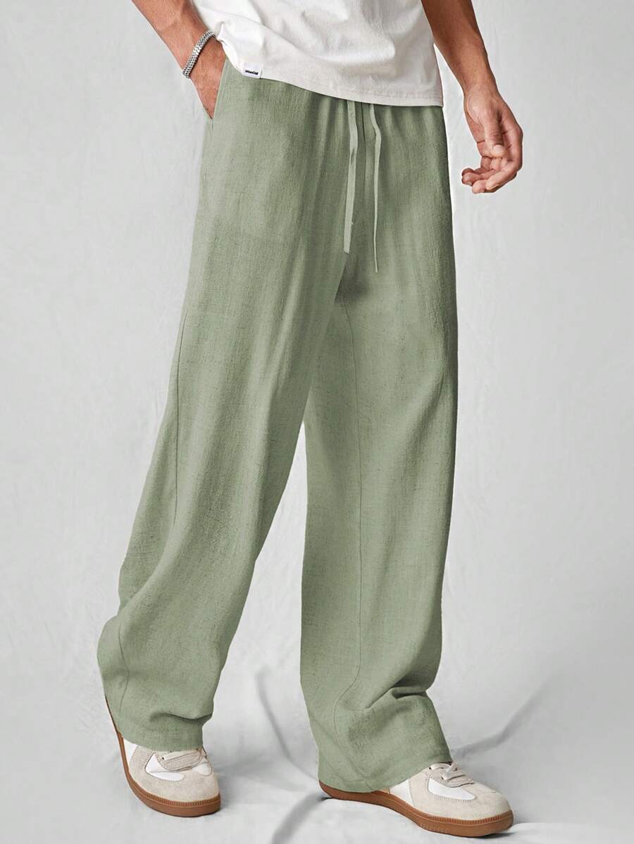 Pantalon de lin avec cordon de serrage pour homme – Tenue décontractée au quotidien