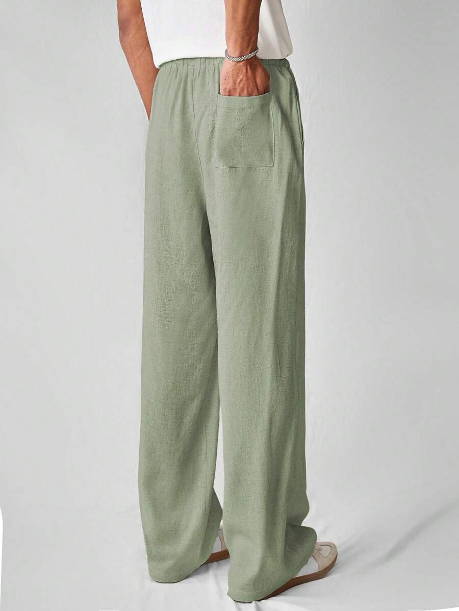 Pantalon de lin avec cordon de serrage pour homme – Tenue décontractée au quotidien