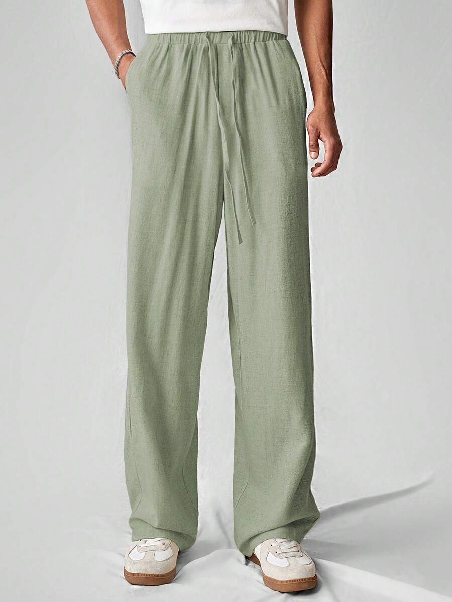 Pantalon de lin avec cordon de serrage pour homme – Tenue décontractée au quotidien