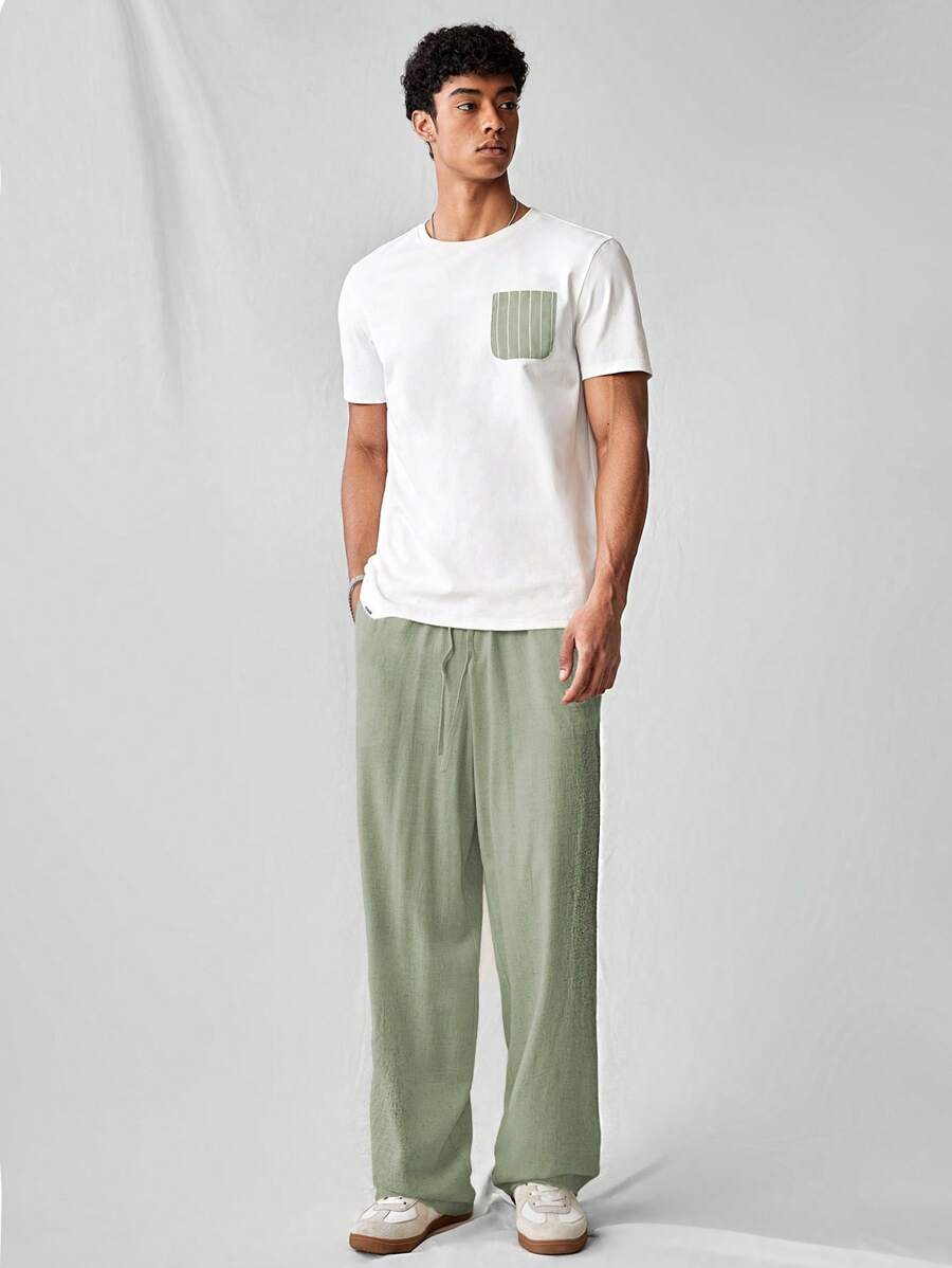 Pantalon de lin avec cordon de serrage pour homme – Tenue décontractée au quotidien