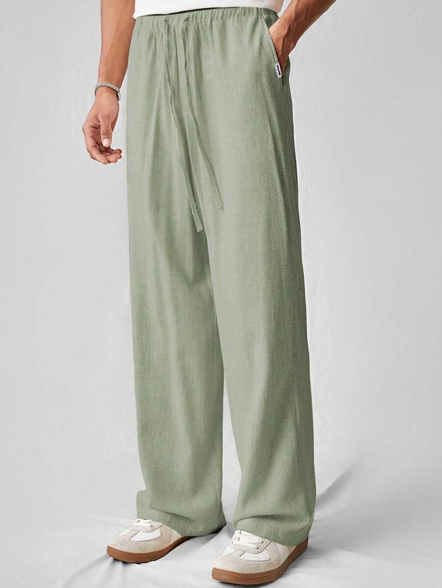 Pantalon de lin avec cordon de serrage pour homme – Tenue décontractée au quotidien