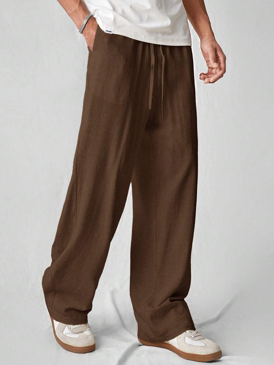 Pantalon de lin avec cordon de serrage pour homme – Tenue décontractée au quotidien