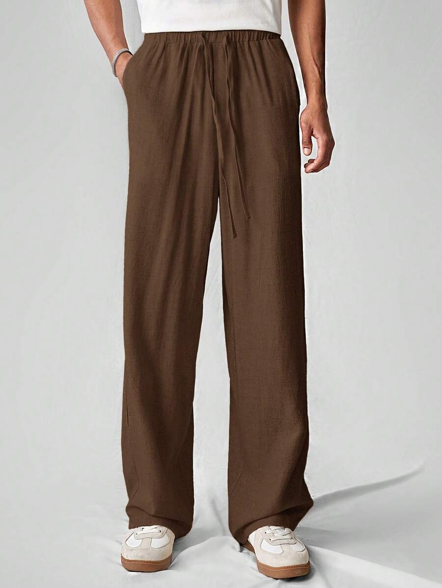 Pantalon de lin avec cordon de serrage pour homme – Tenue décontractée au quotidien