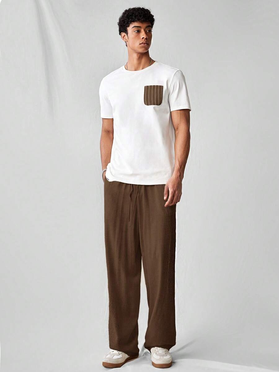 Pantalon de lin avec cordon de serrage pour homme – Tenue décontractée au quotidien