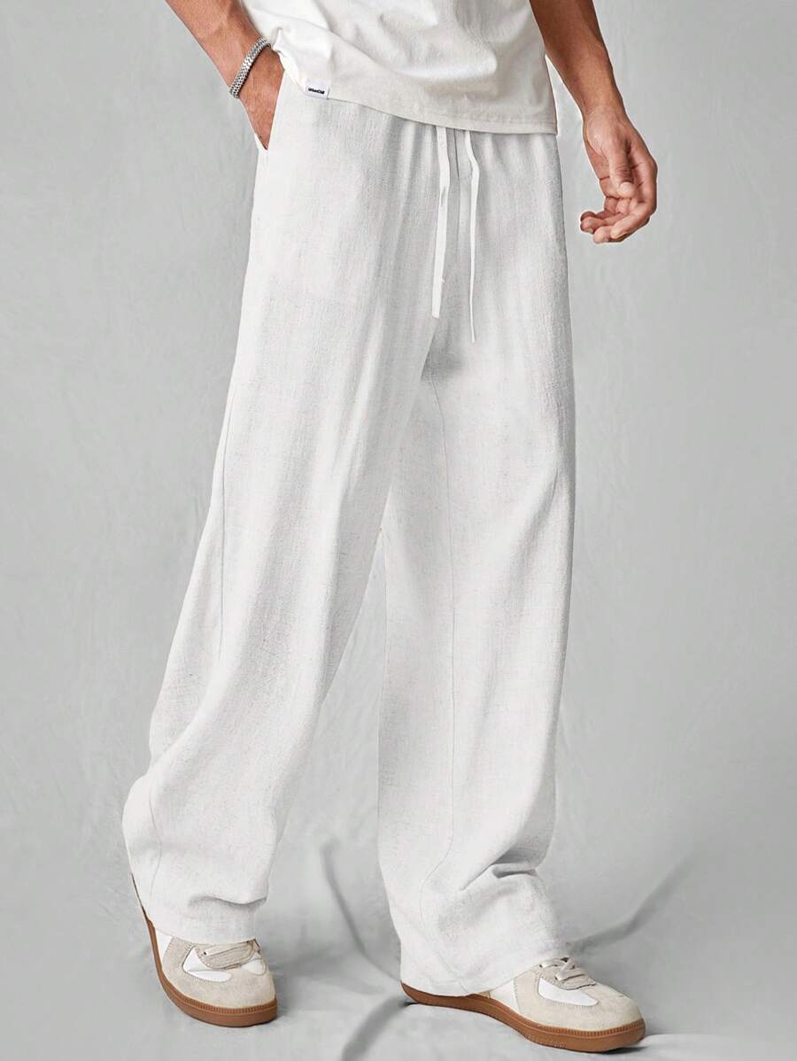 Pantalon de lin avec cordon de serrage pour homme – Tenue décontractée au quotidien