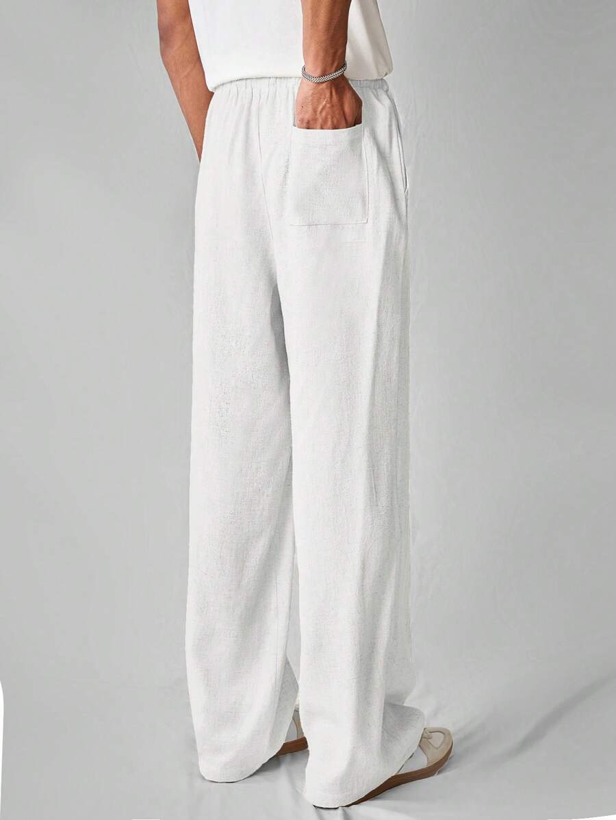 Pantalon de lin avec cordon de serrage pour homme – Tenue décontractée au quotidien