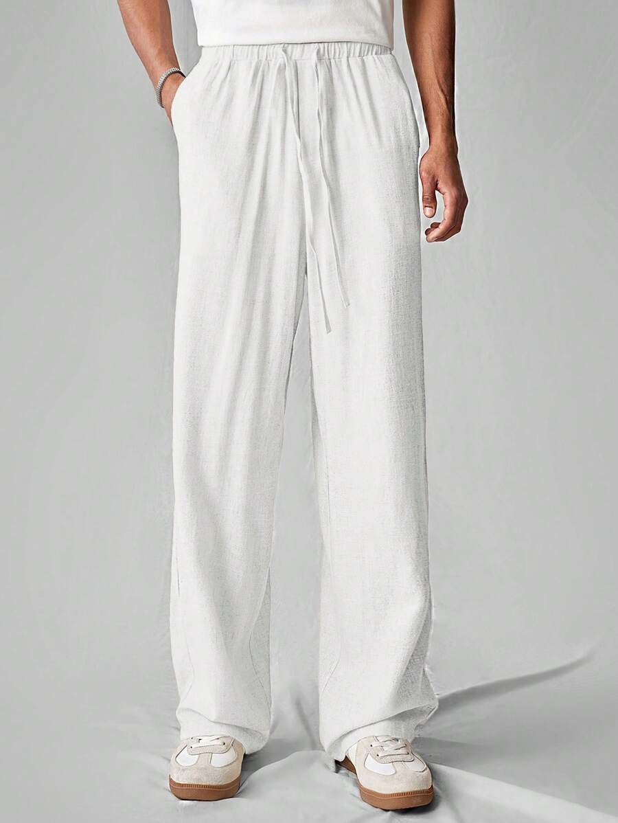 Pantalon de lin avec cordon de serrage pour homme – Tenue décontractée au quotidien