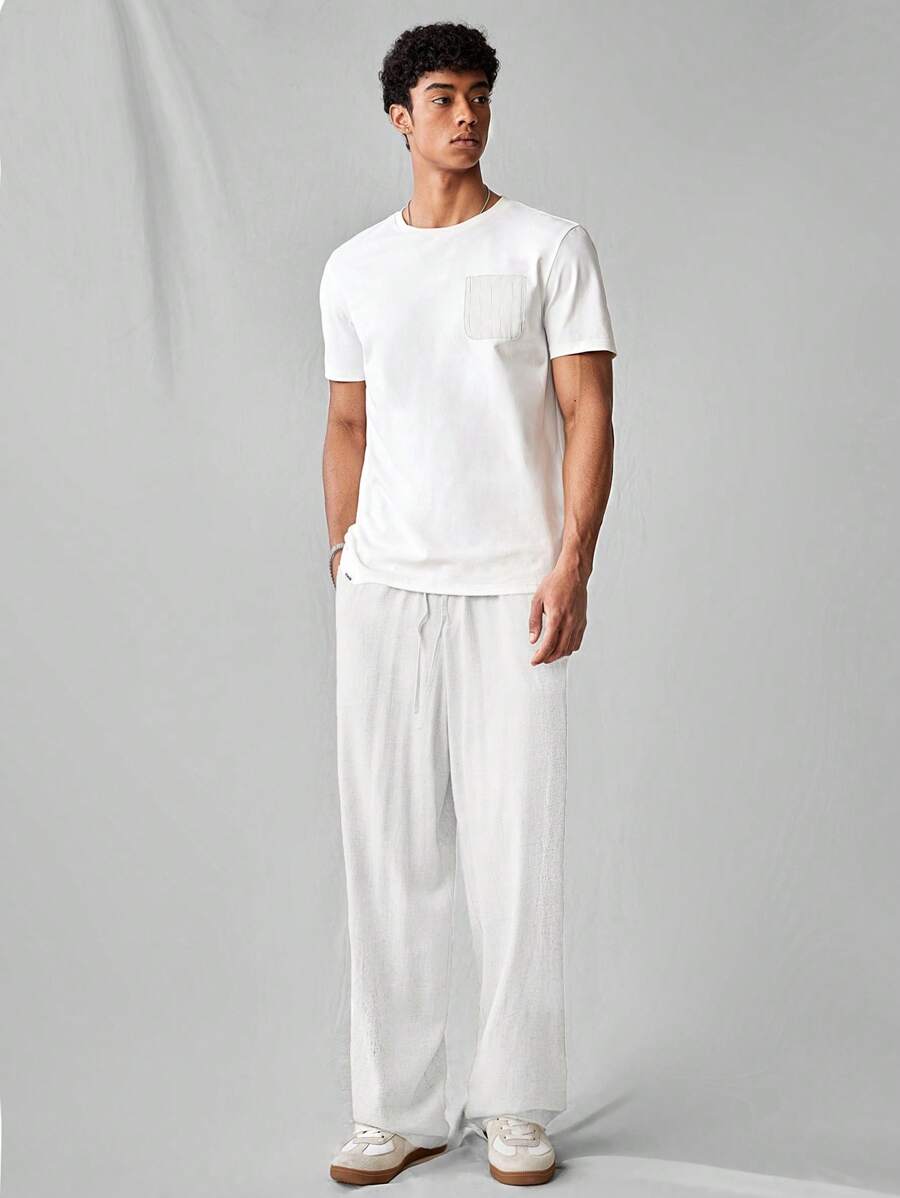 Pantalon de lin avec cordon de serrage pour homme – Tenue décontractée au quotidien