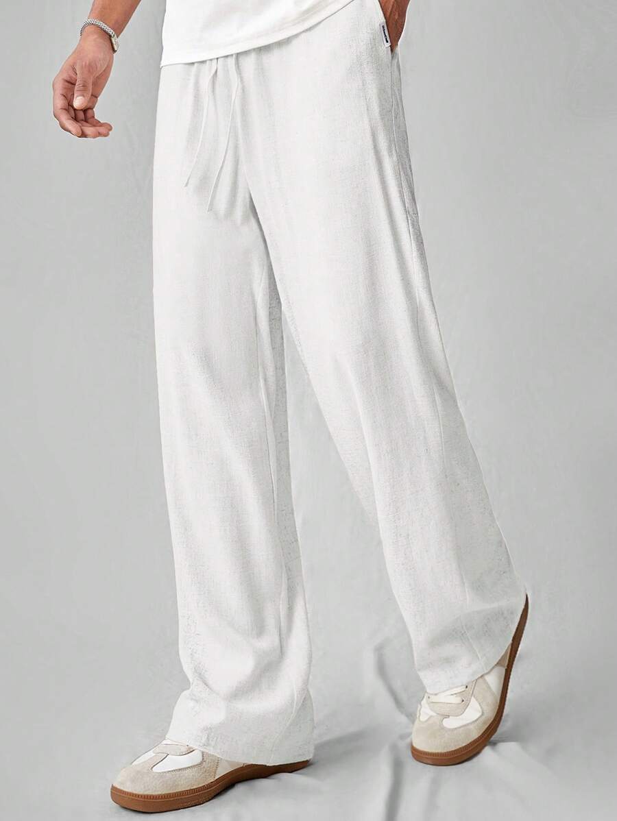 Pantalon de lin avec cordon de serrage pour homme – Tenue décontractée au quotidien