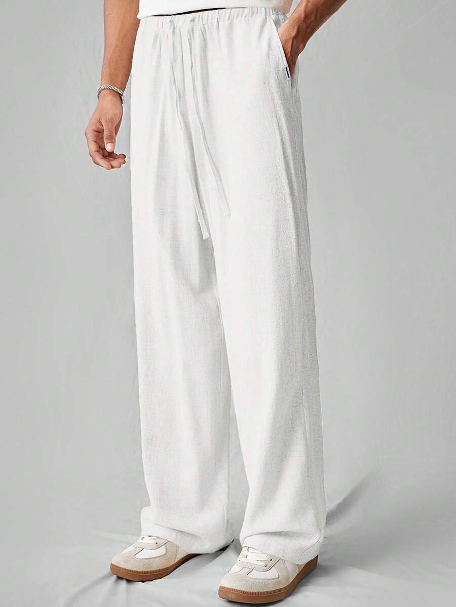 Pantalon de lin avec cordon de serrage pour homme – Tenue décontractée au quotidien