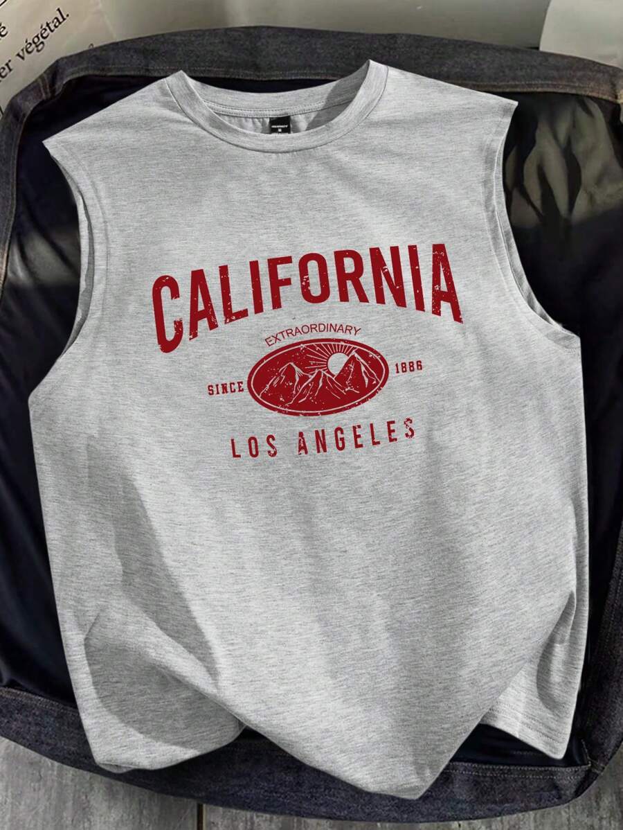 Chemise décontractée sans manches imprimée avec lettre graphique