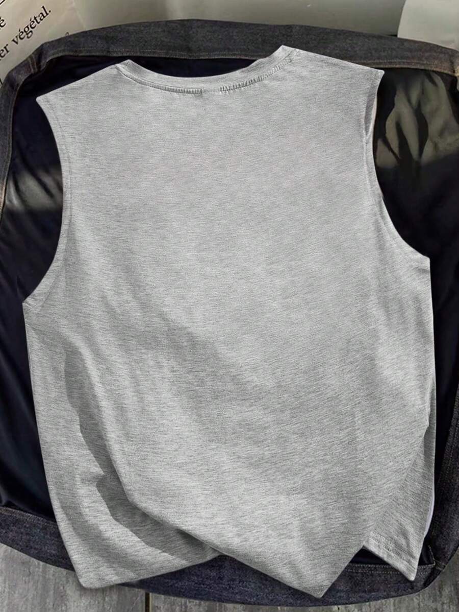 Chemise décontractée sans manches imprimée avec lettre graphique