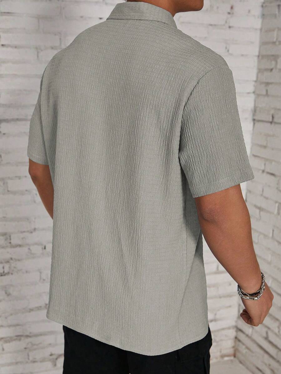 Chemise jacquard en tricot Resort pour homme - Coupe ample et plissée