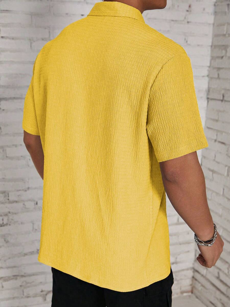 Chemise jacquard en tricot Resort pour homme - Coupe ample et plissée