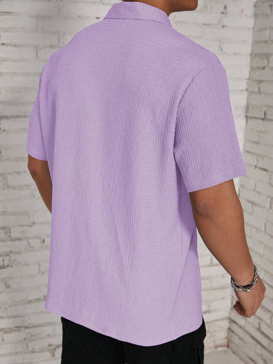 Chemise jacquard en tricot Resort pour homme - Coupe ample et plissée