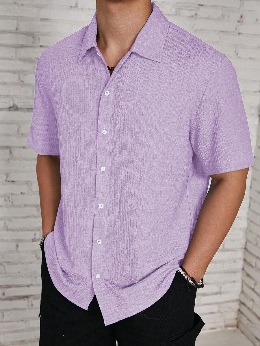 Chemise jacquard en tricot Resort pour homme - Coupe ample et plissée