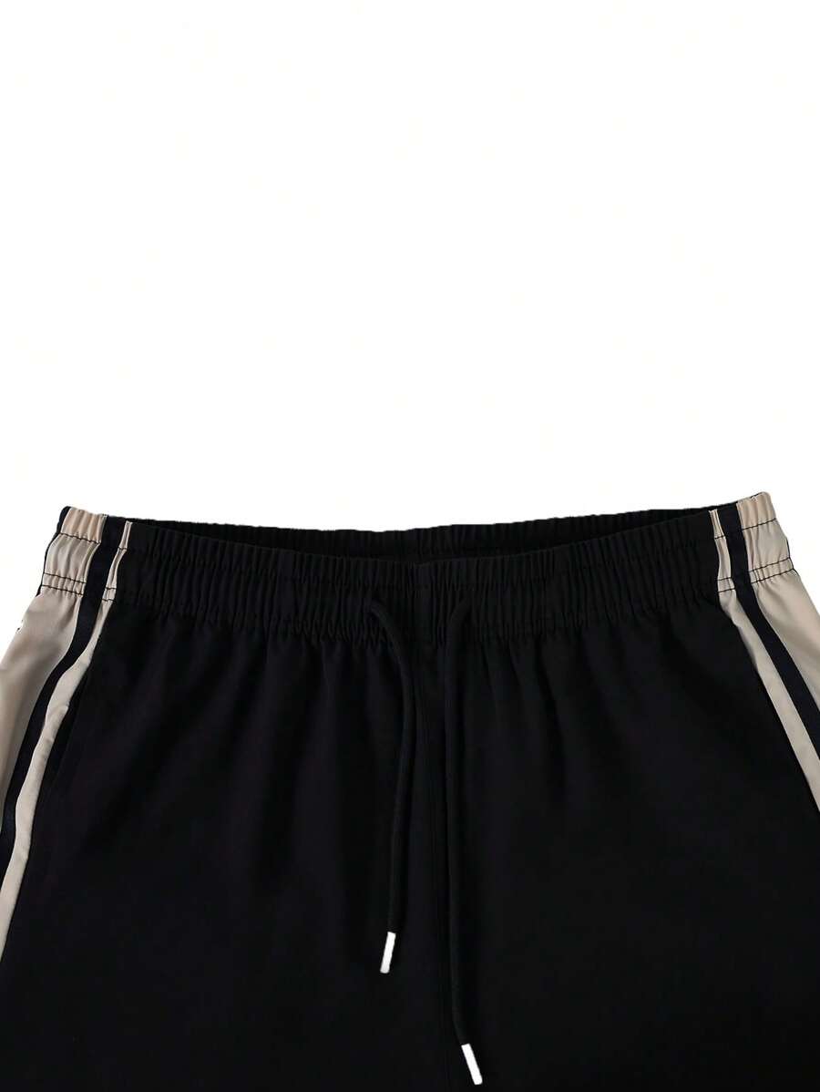 Pantalon d'été ample et respirant pour homme, coupe droite, avec bandes latérales