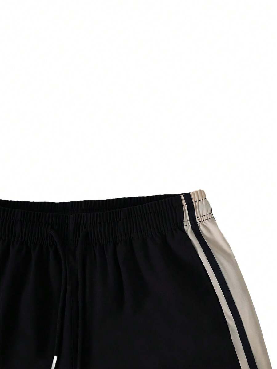 Pantalon d'été ample et respirant pour homme, coupe droite, avec bandes latérales